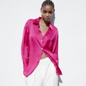Zara Satin Effect Pink Blouse